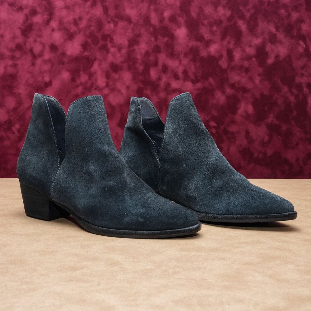 Free People Women Charm Blue Suede Cutout Summer Ankle Boots sz 9US EUR39